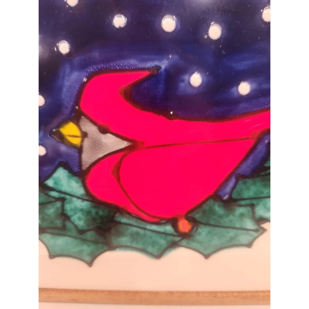 H & R Johnson Tile Cardinal Red Birds Wall Hanging 7x7